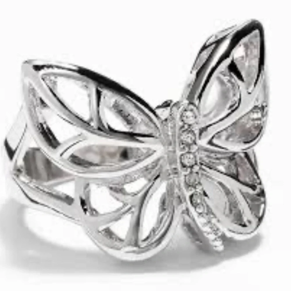 Butterfly Ring Silver with Cubic Zirconia Size 10.5